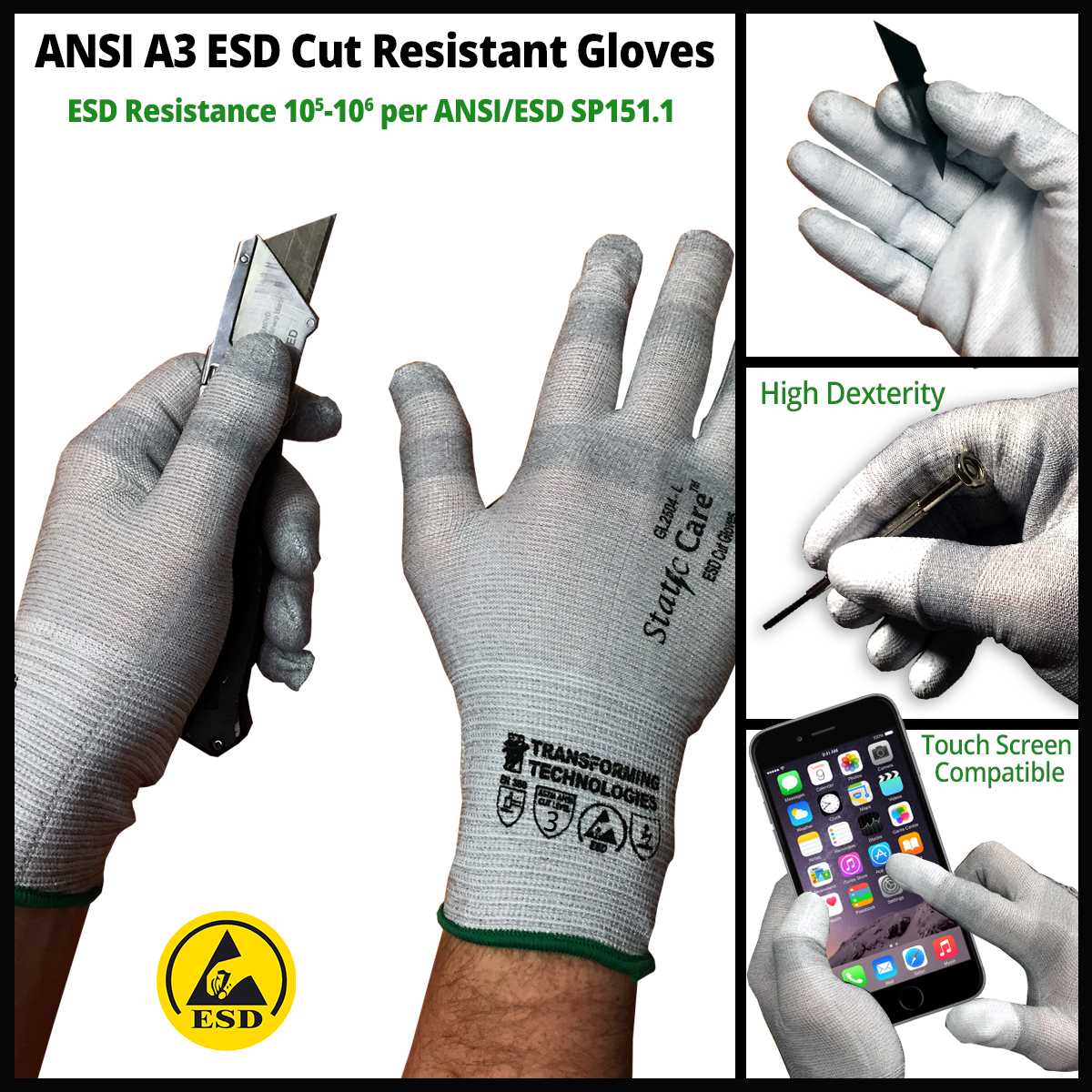 Featured image for “New Product Announcement: ESD Cut Resistant Gloves.”
